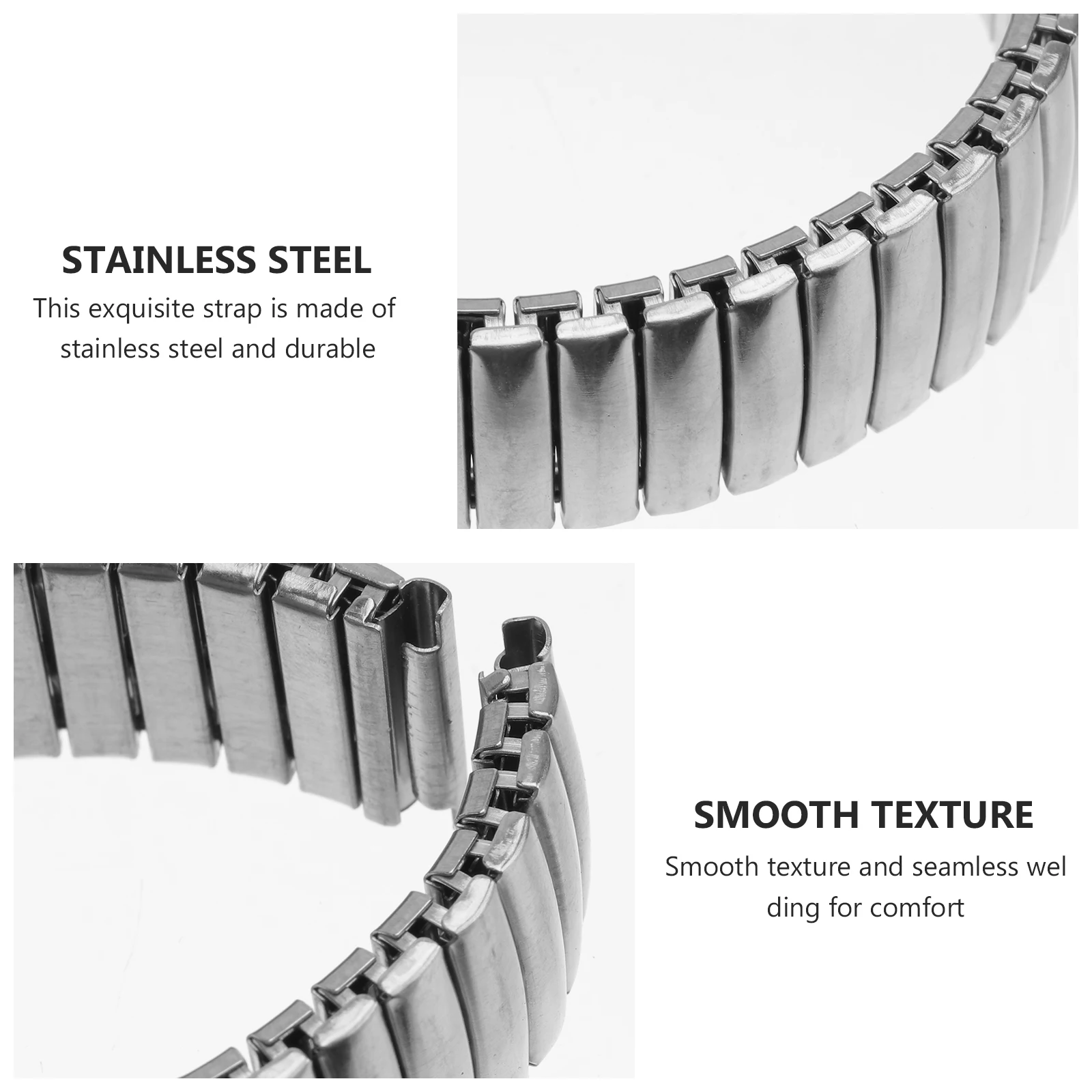 

Elastic Watch Strap Stainless Steel Replacement Band Telescopic Detachable Comfortable Mens Metal Expansion Adjustable