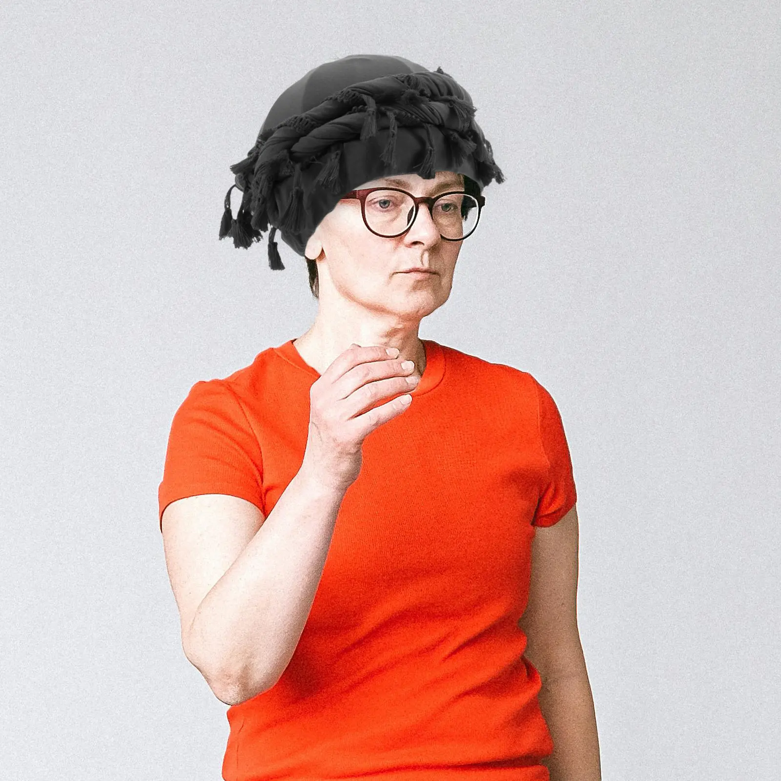 

Stretchy Tassel Turban Hat for Adults Twisted Wrap Style Elastic Headwear with Flowing Fringe Edge Decorative Turban Size M