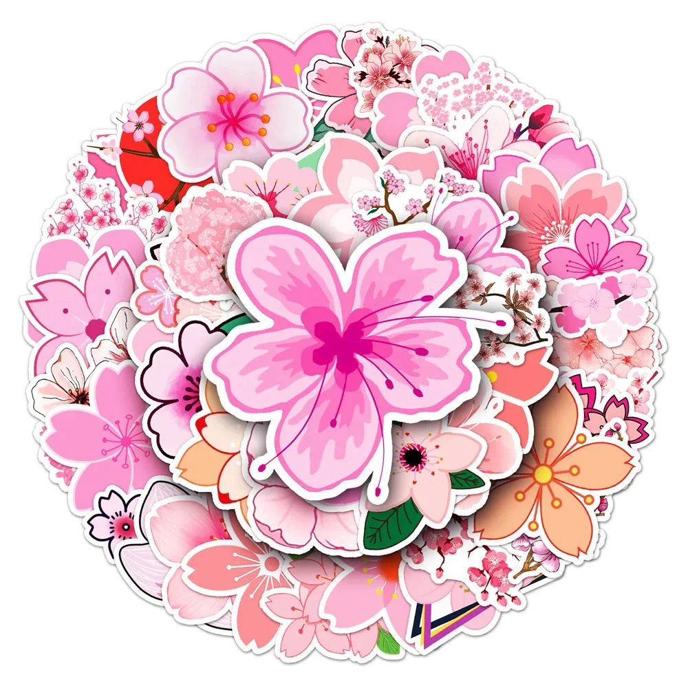 10/30/50PCS Cherry Blossom Plant Cartoon Personality Graffiti Sticker Guitar Notebook Computer Skateboard  Waterproof  Wholesale