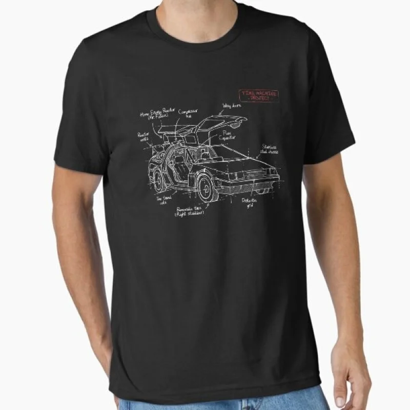 

0324 Back To The Future Retro Sic Fi Gift t shirt Vintage Time Machine DeLorean Graphic Clothes 100% cotton Large size Tops