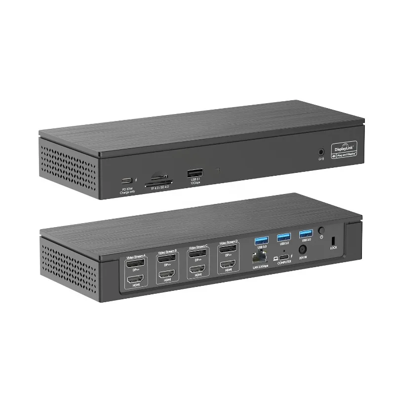 Docking station with 100W PD 18-in-1 laptop docking station