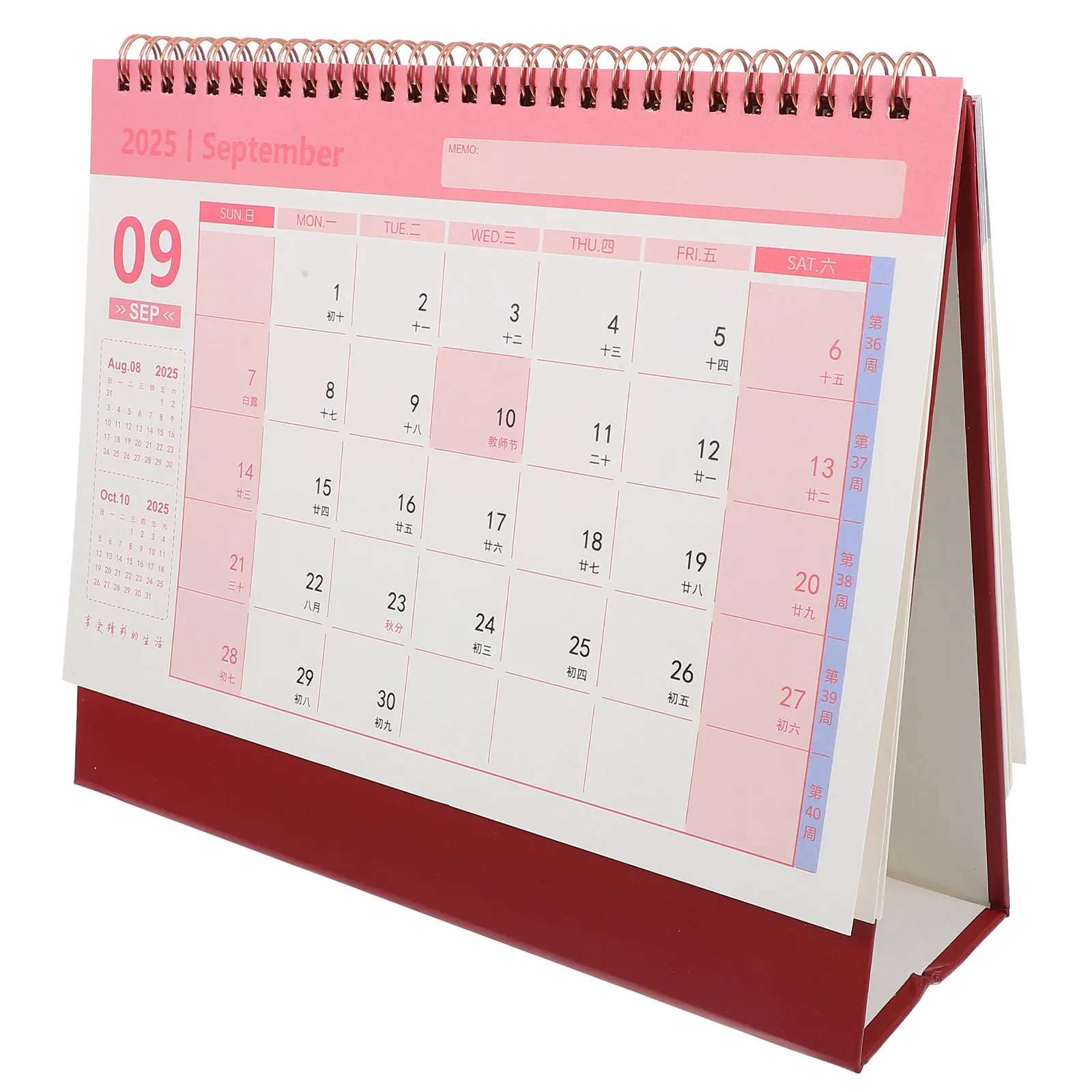 

Gold Stamping Calendar Desk Stand up Calenders Family Daily Standing Paper Delicate Work Calendars