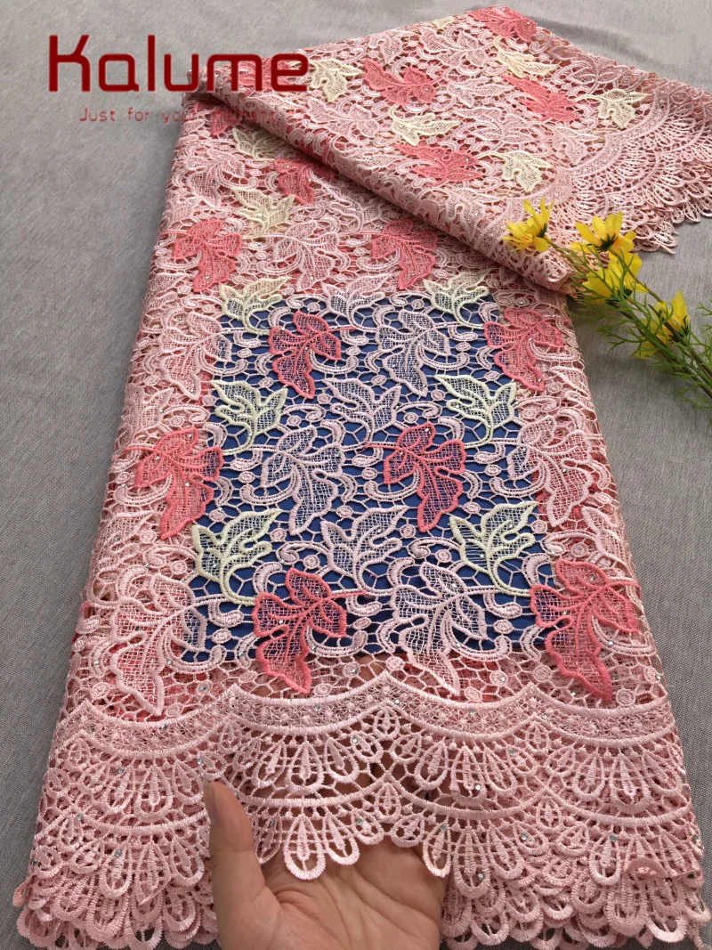 

Kalume африканский гипюровый шнур, кружевная ткань 2026, высокое качество, 5 Y, нигерийская водорастворимая кружевная ткань для женщин, свадебное платье