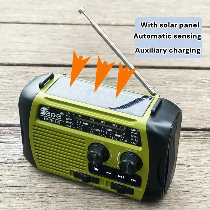 Emergency Radio Rechargeable Solar Bluetooth Speaker Hand Crank Radio Portable AM/FM/WB Radio with LED Flashlight Soundbox