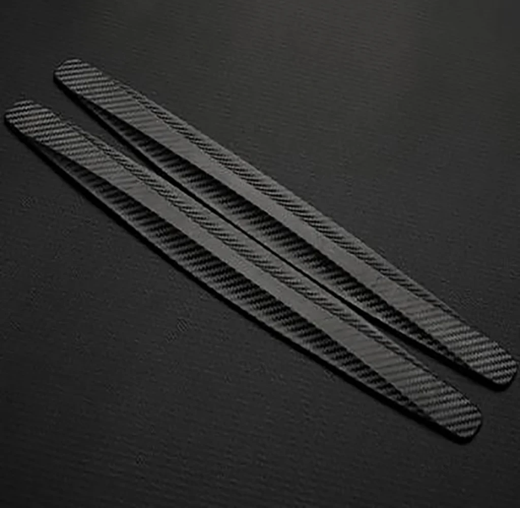 2pcs Black/White Carbon Fiber Car Door Anti-collision Strips Grain Bumper Strips Car Sticker Paint Protector Auto Styling