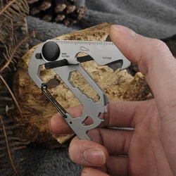 Multifunction Climbing Carabiner EDC Keychain Gear Outdoor Tools Camping Hiking Stainless Steel Wrench Bottle Opener