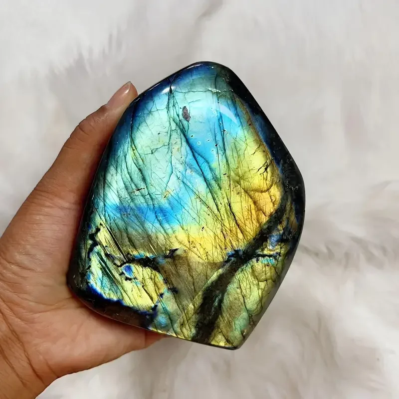 200-500g High Quality Natural Polished Labradorite Stone Craft Ornaments Home Decor Large Size Crystal Stone Moonstone