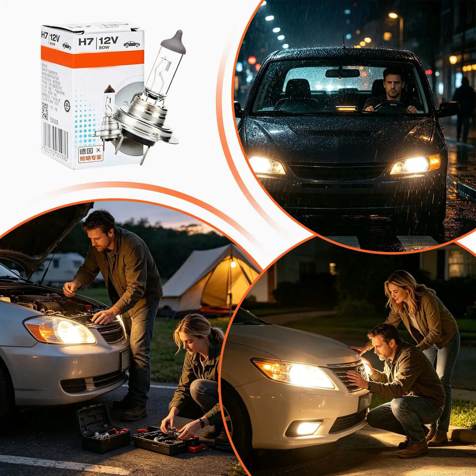 Headlight Bulb High Brightness Professional Universal Weatherproof Night Driving Safety Headlight For Roadtrip Commute Travel