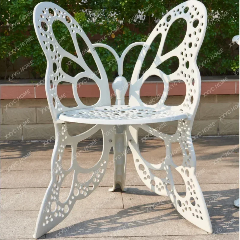 Outdoor Creative Butterfly Chair Resort Villa Homestay Pastoral Open-Air Metal Table and Chair Set Three-Piece Set
