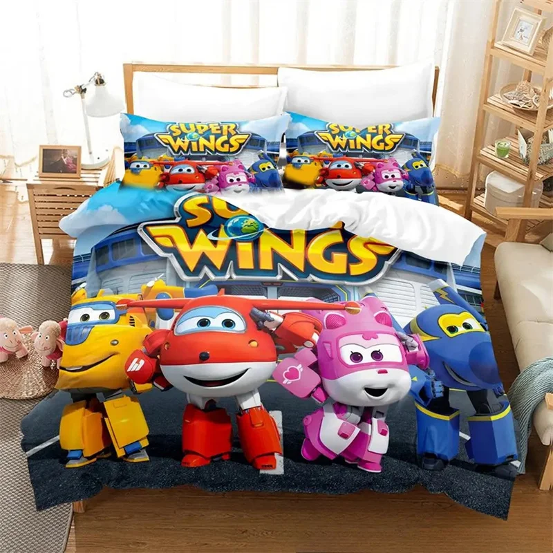 New Super Cartoon Wings Bedding Set,Duvet Cover Comforter Bed Set Quilt Cover Pillowcase,King Queen Twin Size Boys Girls Adults