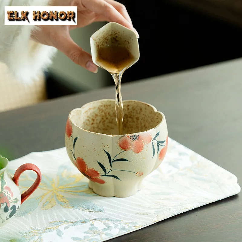 550ml Pure Hand-painted Peach Blossom Jianshui Washing Cup Bowl Water Washing Slag Tank Chaxi Fruit Bowl Tea Items Accessories