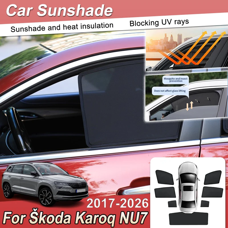 

For Skoda Karoq NU7 2025 Accessories 2017~2026 Car Window Shade Sunscreen Magnetic Mesh Sunshade Protection Visor Tool Auto Part