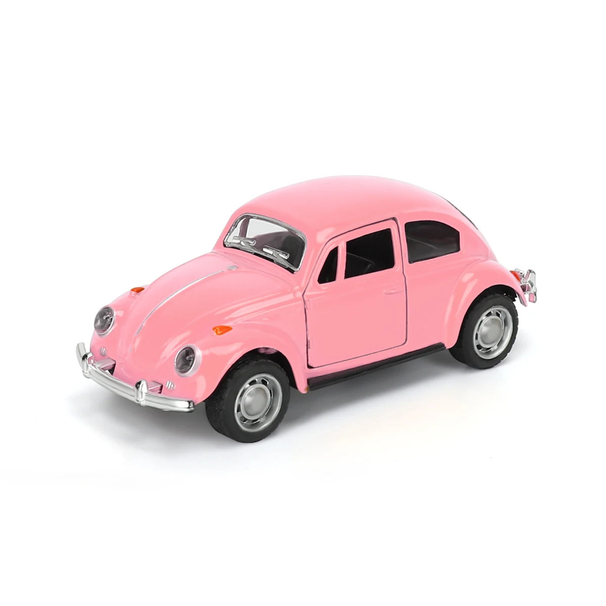 1 st 1:32 Vintage Kever Legering Model Auto Geel/Roze Deuropening Jongen Gift Kinderen Speelgoed Auto Desktop Vakantie Decor kerstcadeaus