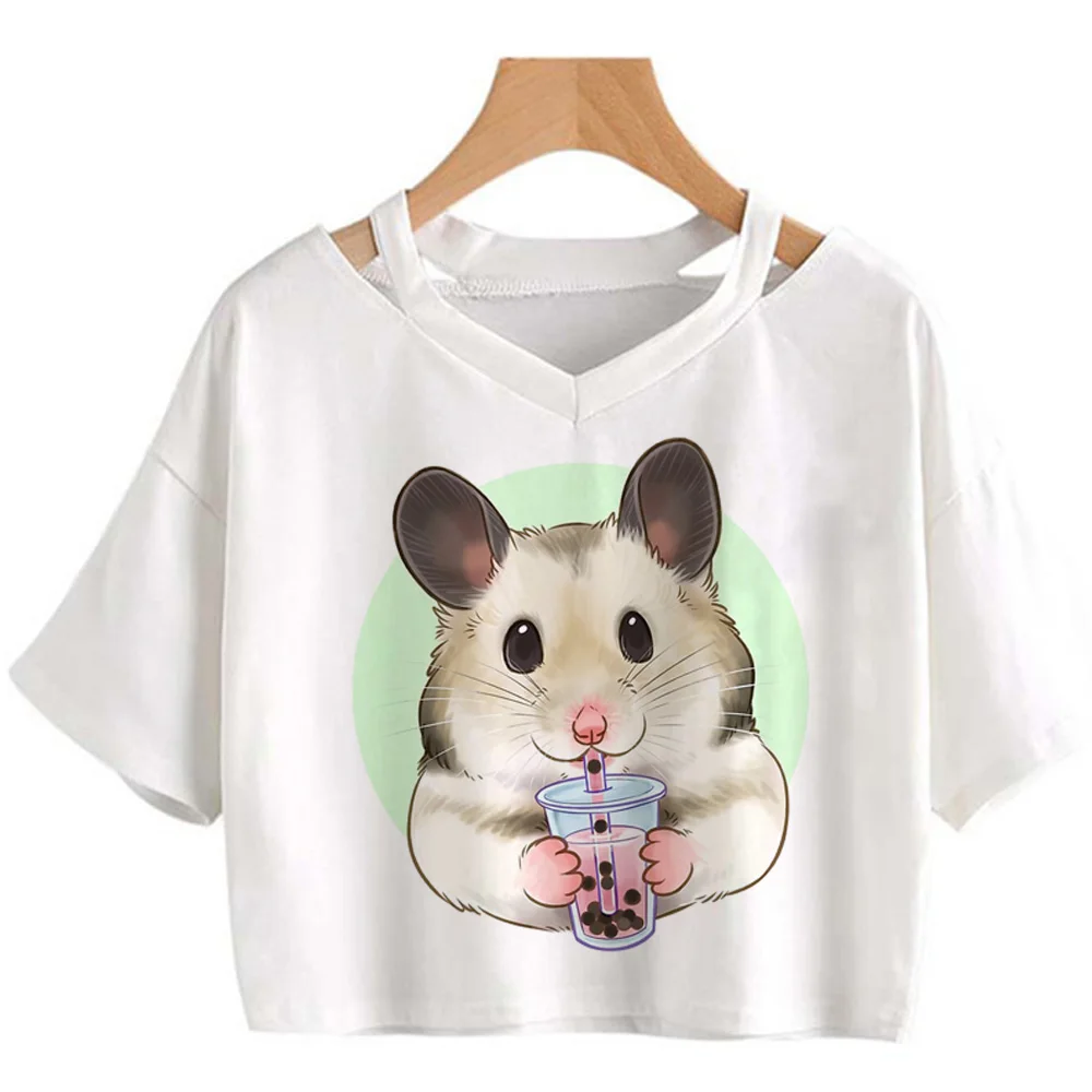 Hamster top women anime Japanese graphic t shirt female anime clothing