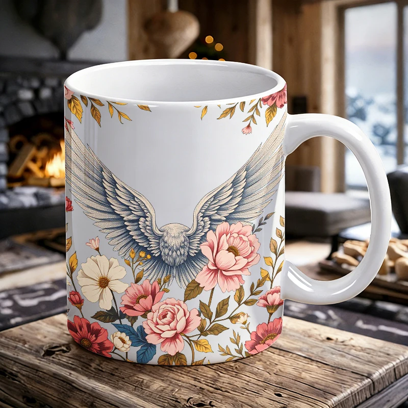 

Cup & Mug Set, Floral Wing ceramic mug, coffee mug, milk cup, office tea cup, drinking cup, gift for friends, fade-resistant