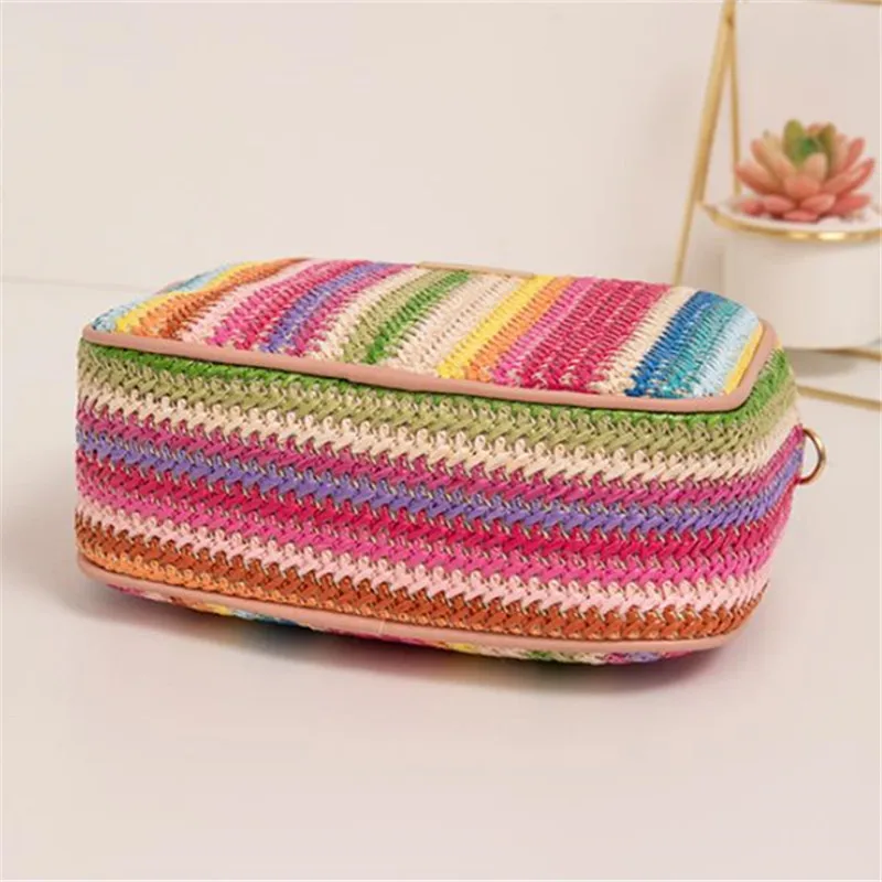 Trend ige Damen taschen, modisches und künstlerisches Weben, mehrfarbige Stroh gewebte Taschen, Umhängetaschen im ethnischen Stil, Damen taschen – Detail 6