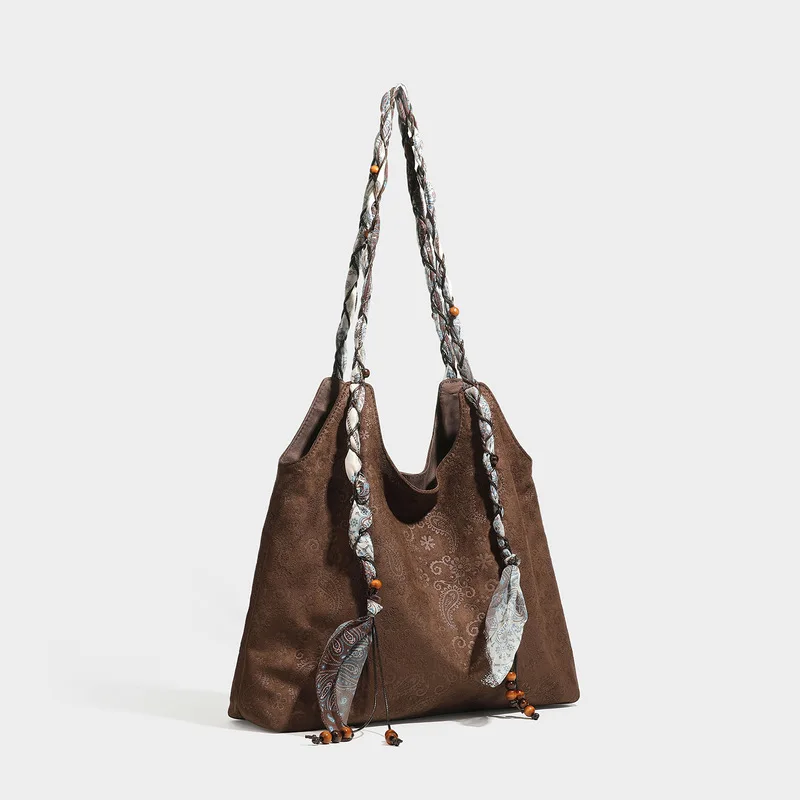 2026 new winter collection, large capacity single shoulder tote bag, silk scarf design, suitable for commuting to work