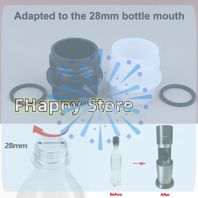 Adaptador de botella para botella de burbujas PET de calibre 28, compatible con la máquina SodaStream, accesorios convertidores de cabezal de conexión
