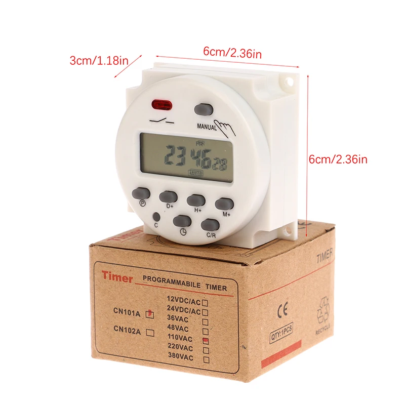 1Pc 12V 24V 110V 220V CN101A Digital LCD Power Timer Programmable Time Switch Relay CN101 Timer Switch Power Timer