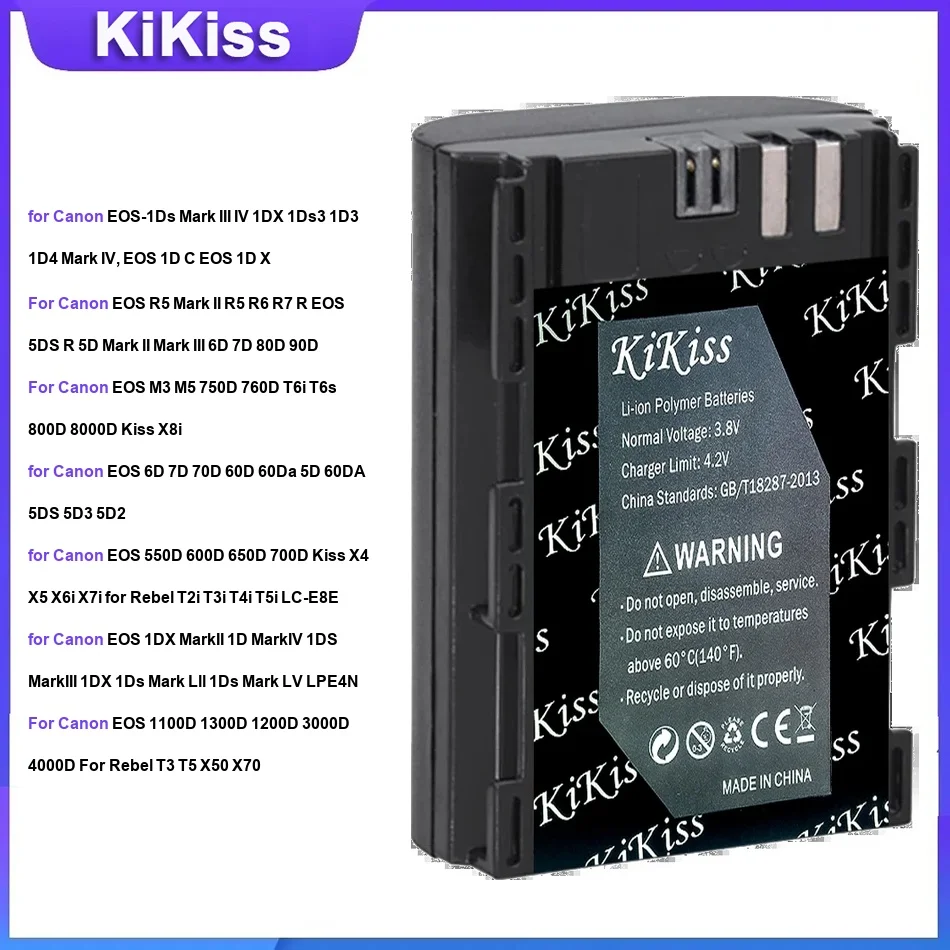 Battery For Canon EOS-1Ds Mark III R5 II M3 M5 750D 760D T6i 6D 7D 550D 600D 650D 1DX 1100D 1300D LP-E4 LP-E6P LP-E6 LP-E10