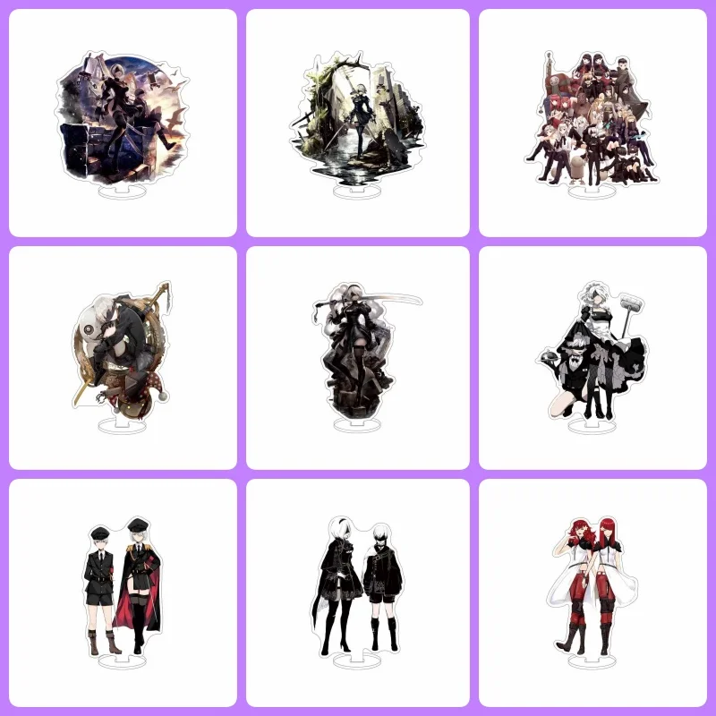 NieR: Automata Game Character Acrylic Desk Stand Figure Ornament Double Sided Print With Holder Base Home Decor Keychain