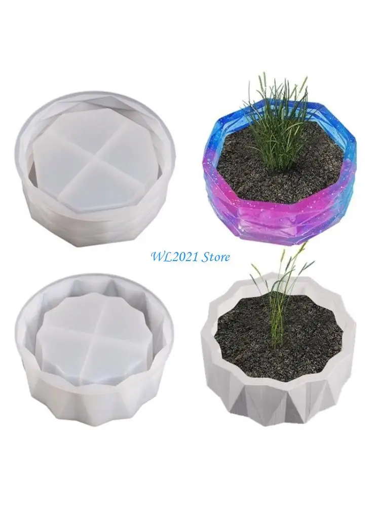 

G5GC Epoxy Resin Mold Geometric Flower Pot Silicone Molds for DIY Crafts