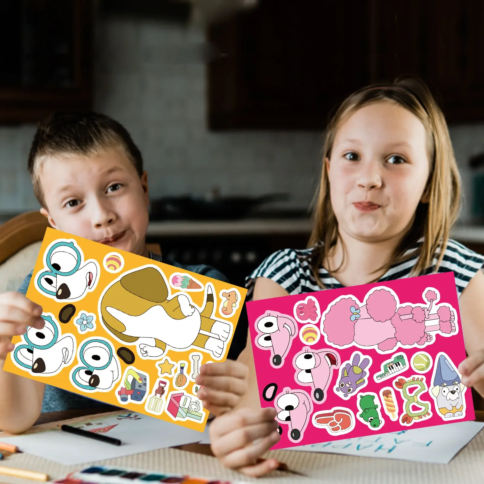 สติกเกอร์ลายการ์ตูนบลูอี้ 6/12 แผ่น สำหรับตกแต่งโทรศัพท์ แล็ปท็อป กระเป๋าเดินทาง สเก็ตบอร์ด ลายกราฟฟิตี้ สนุกสำหรับเด็ก เป็นของขวัญ