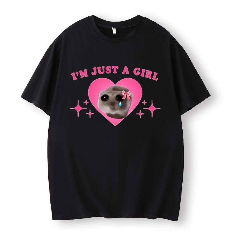 Meme Sad Hamster in Pink Bow Shirt Funny if You Really Care That's Me Internet Meme Gift Sad Hamster Tiktok Harajuku Streetwear