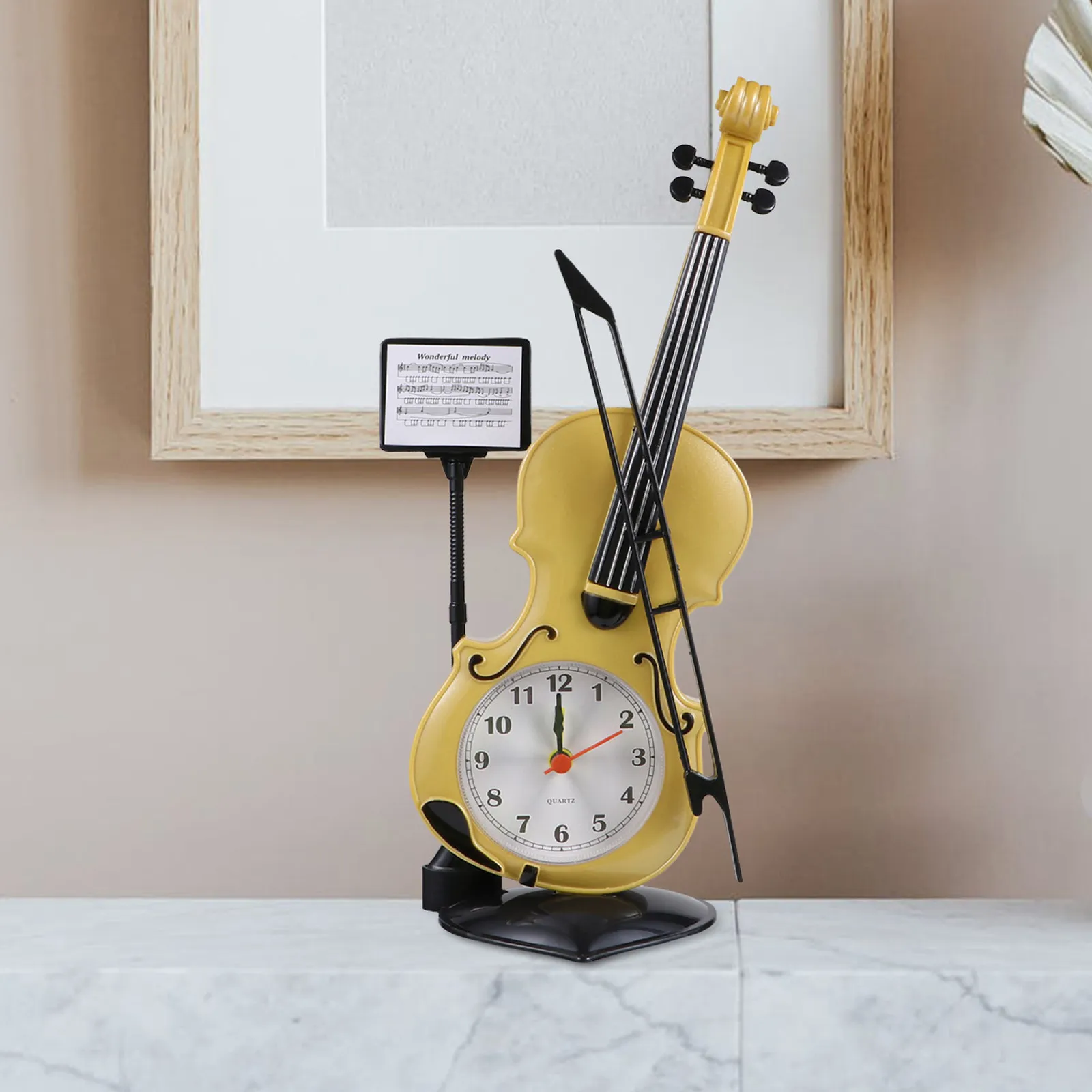 Violin Inspired Alarm Clock Plastic Electronic Digital Bedside Clock Compact Desktop Decoration for Bedroom Living Room