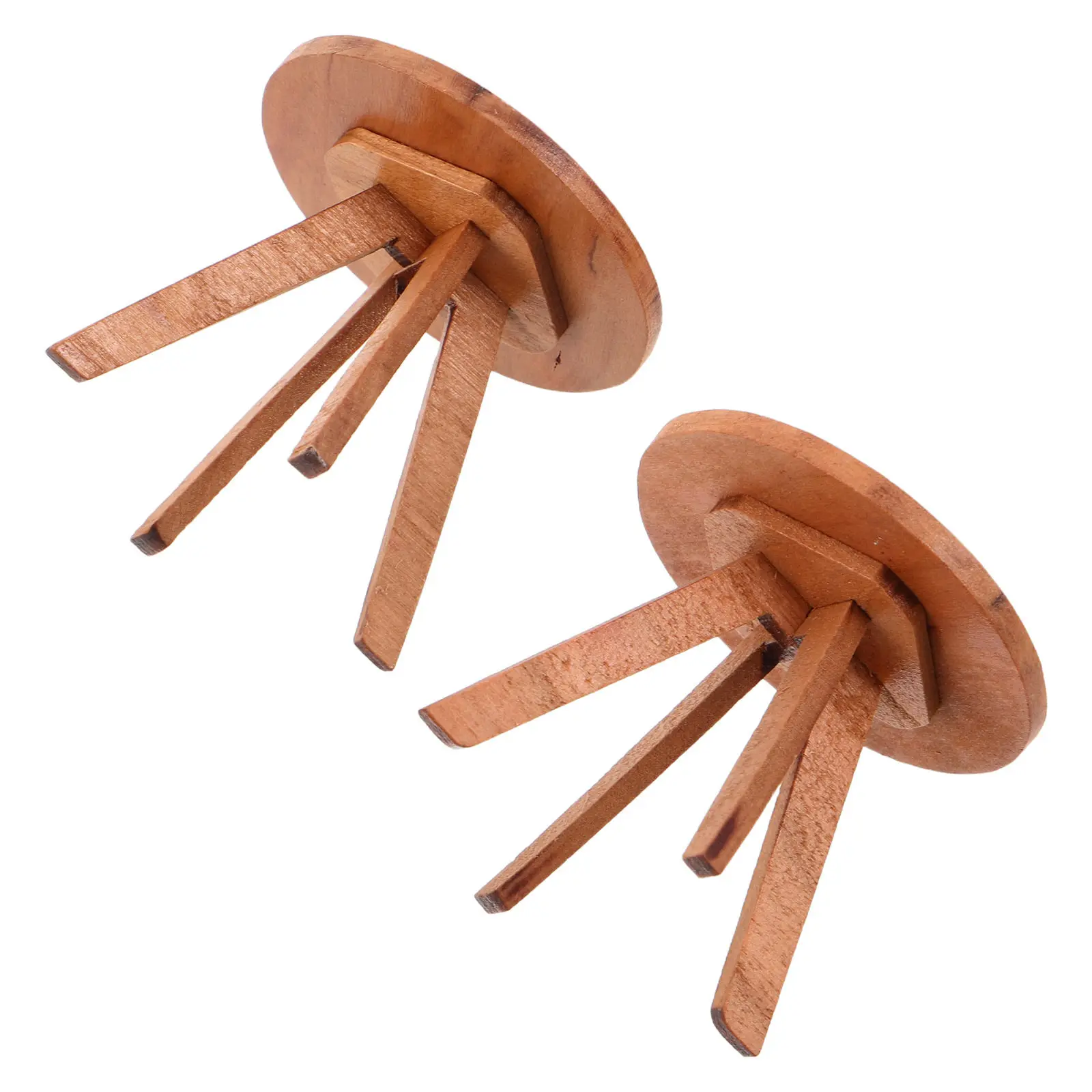 

2Pcs Natural Cherry Wood Miniature Dollhouse Round Table Set Elegant Smooth Finish Sturdy Rounded Design for Living Room