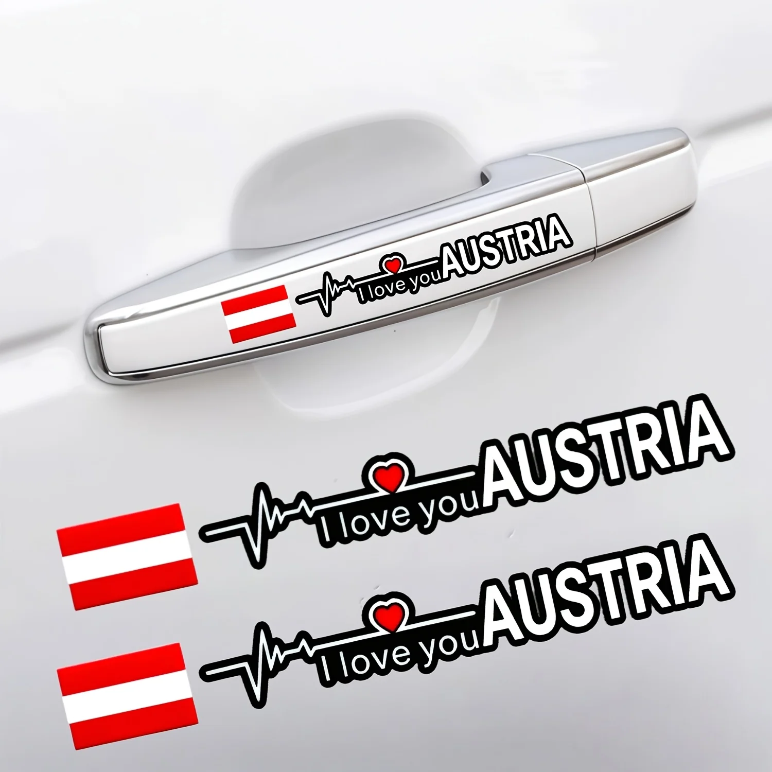 1Set I Love Austria ECG Heartbeat Vinyl Sticker Waterproof For Car Motorcycle Exterior