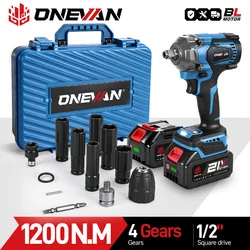 ONEVAN 1200N.m 브러시리스 전기 임팩트 렌치 1/2인치 무선 전기 스크루드라이버 드릴 공구 (마키타 18V 배터리 핀용)