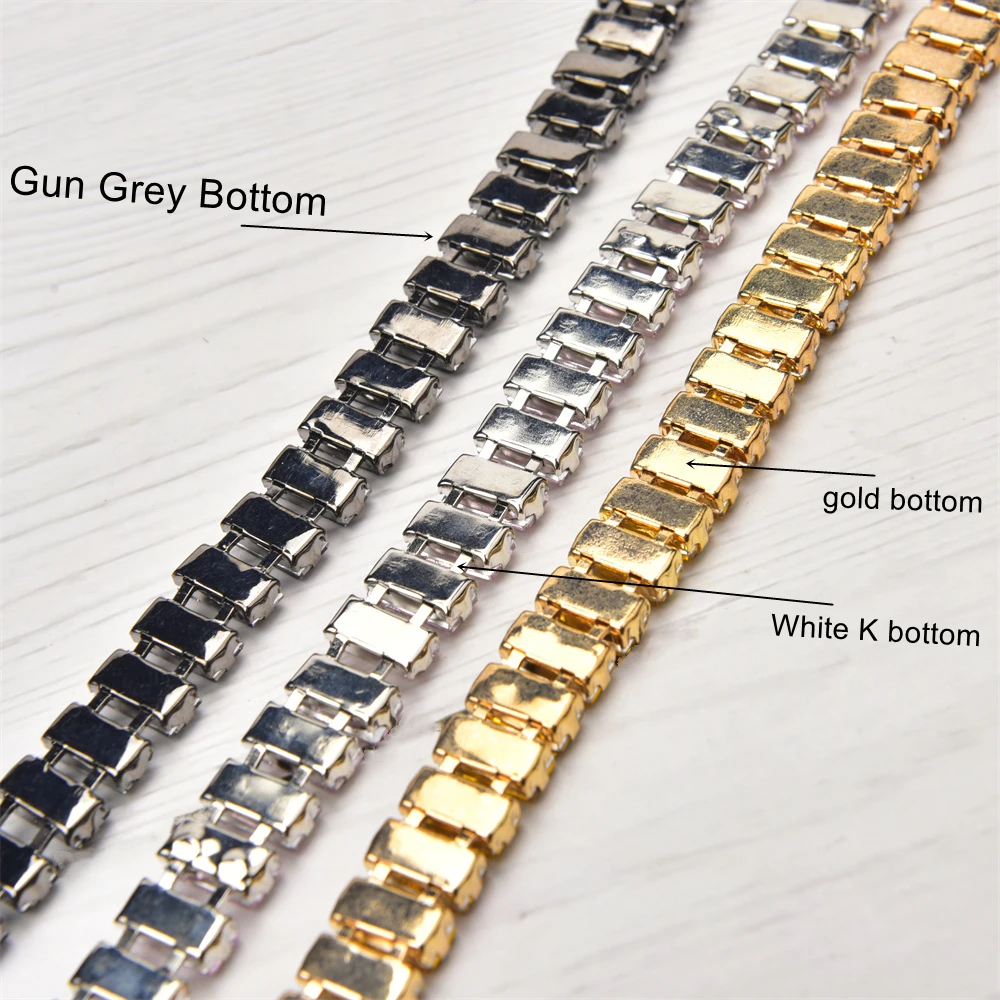 5*10Mm Long Strip Rhinestone Trimming Colored Array Rectangle Glass Strass Crystal Cup Chain For Shoes Bags Clothing Accessories