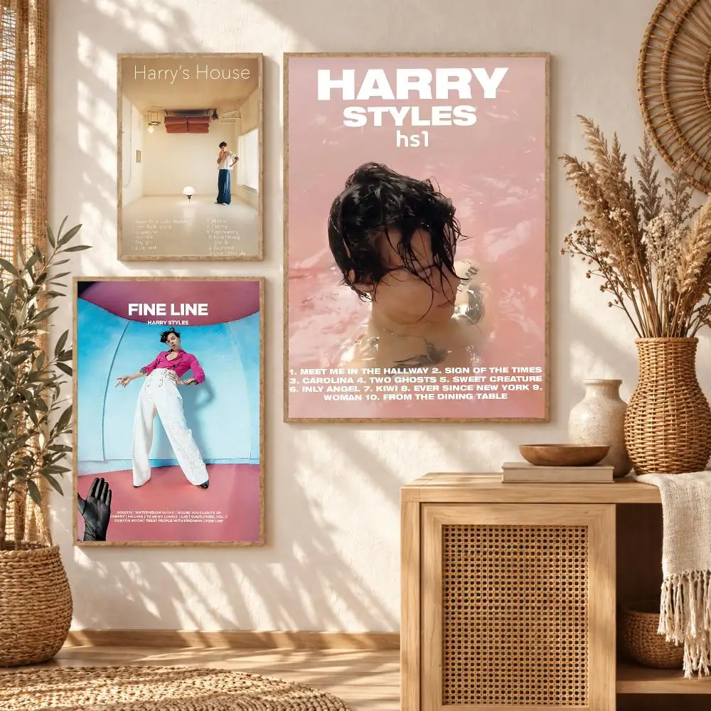 H-Harry Styles Poster Self Adhesive Wall Art Decor HD Mural Stickers for Living Room Bedroom Home Housewarming Gift