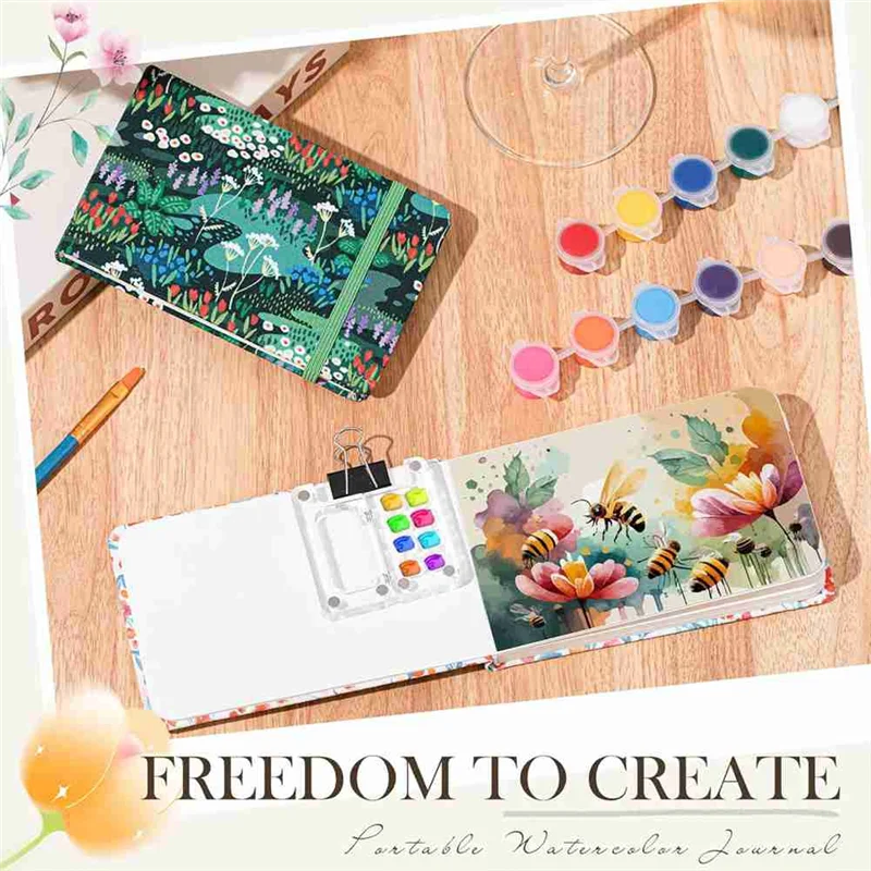 2Pcs Watercolor Sketchbooks 3.5X5.5In Portable Watercolor Journal 20 Sheets/40 Pages 140Lb/300Gsm For Painting Sketching-ABIU