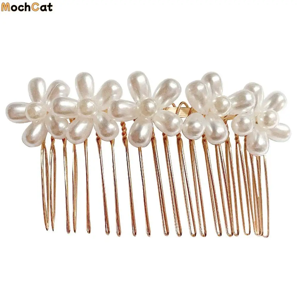 

Trendy Korean Style Arylic Girl's Gift Crystal Hair Clip Imitation Pearl Hair Claw Children Flower Hairpin Hair Comb