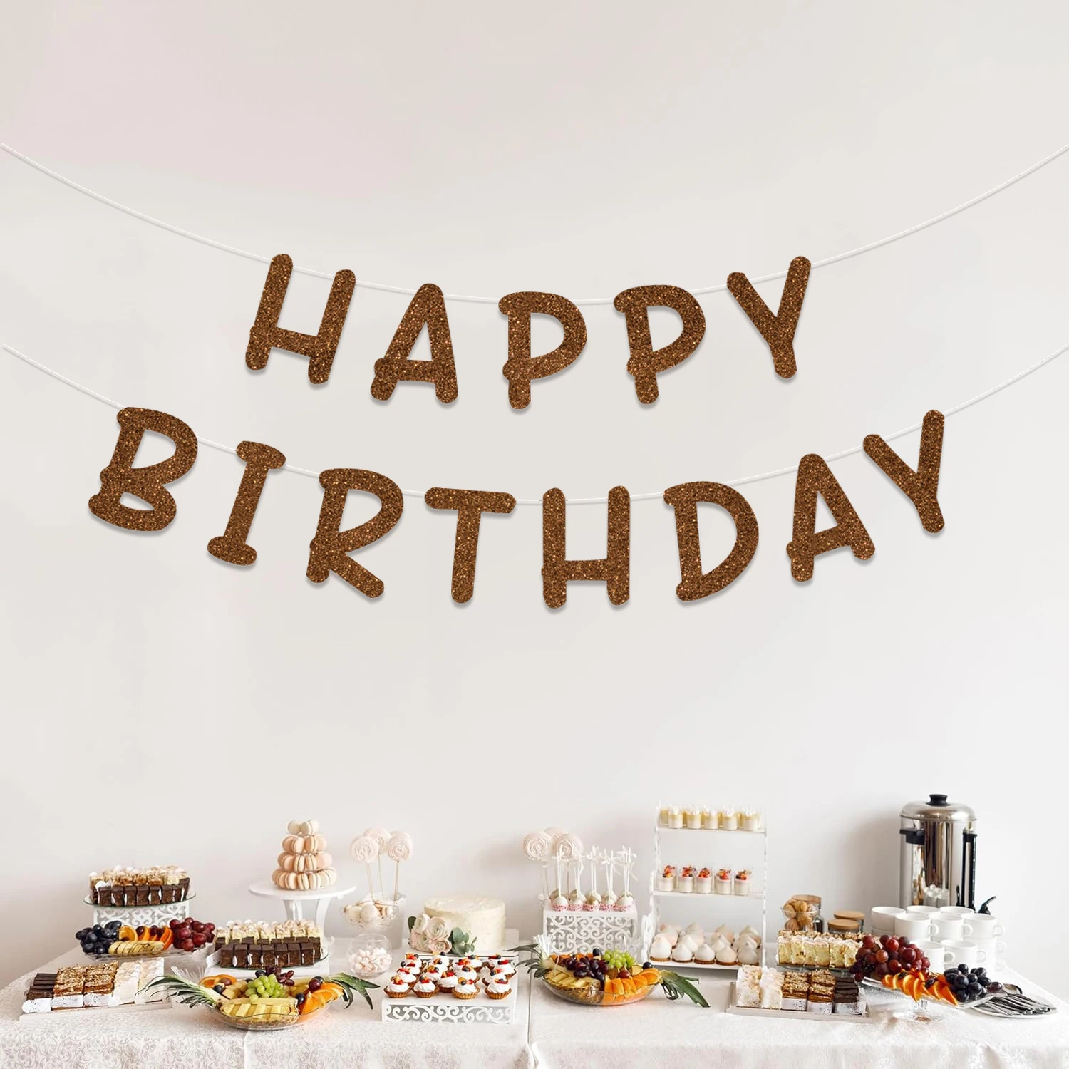 Glitzerndes Happy Birthday-Banner, Männer und Frauen, Babyparty, Geburtstagsfeier, Hintergrund, Wanddekorationszubehör – Detail 3