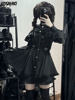Lolita Outfits Stand Neck Off-the-shoulder Harajuku Blouses + Grunge Ruffled Shorts Female Jk Suit Y2k Aesthetic Two Piece Sets