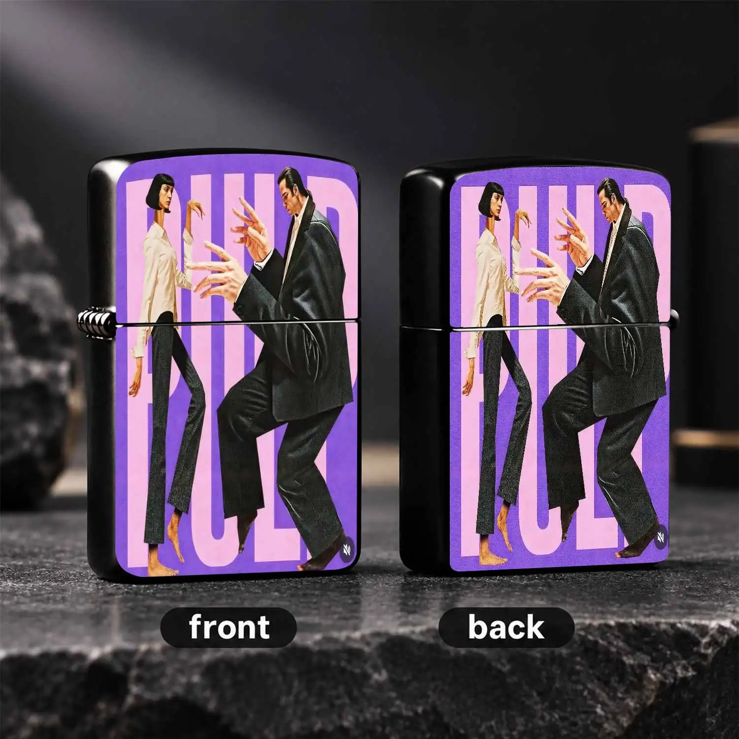 Retro Art Style Pulp Fiction Classic Dance Scene Lighter Ornament, Funky Surreal Character Design Decor Accessory, Trendy Unique Creative Portable Piece, Ideal For Daily Use, Party Favors, Collectible Gifting For Movie Fans And Style Enthus