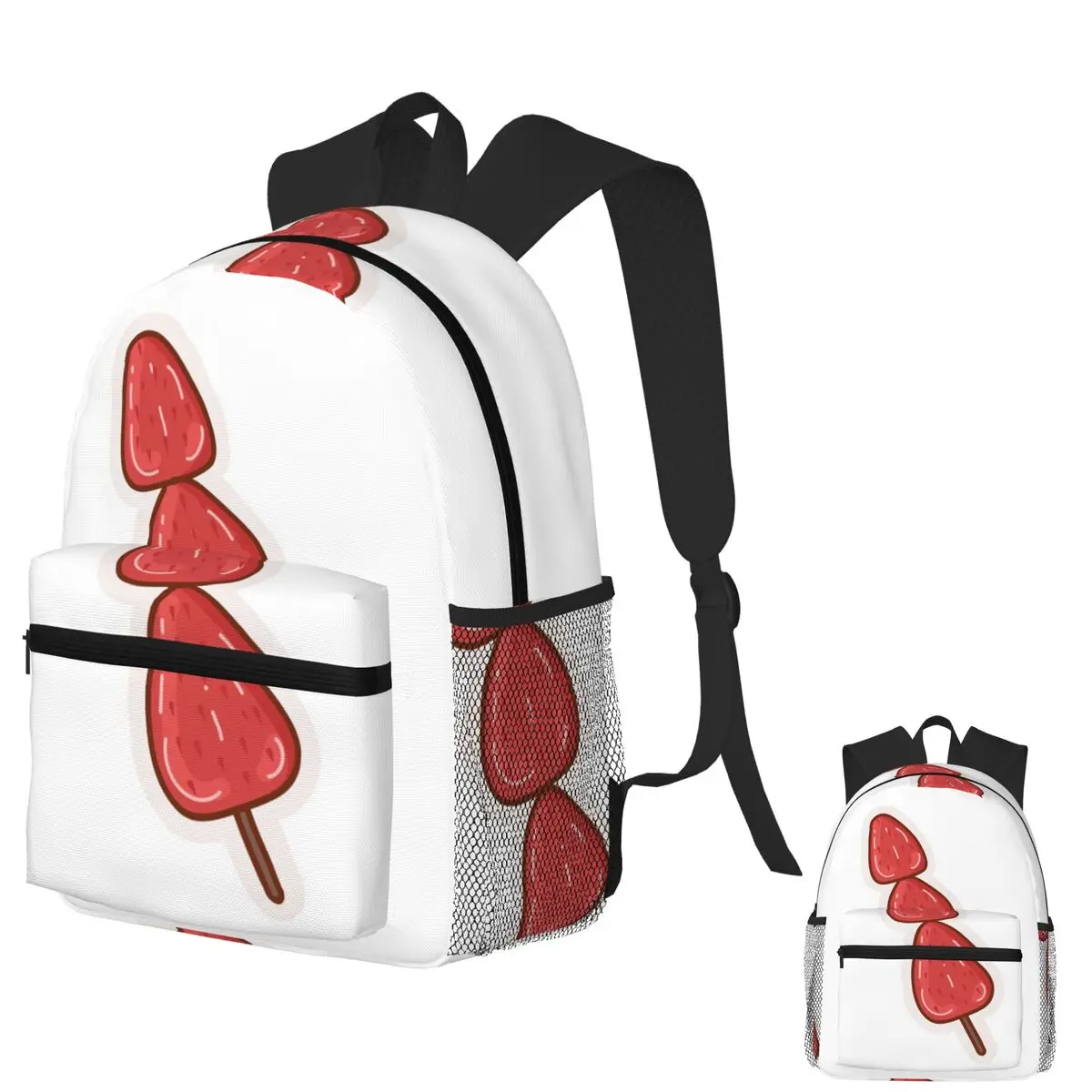 

Strawberry Tanghulu Student Backpack School Bag Hiking Travel Daypack for Boys Girls Bookbag Shoulder Bags