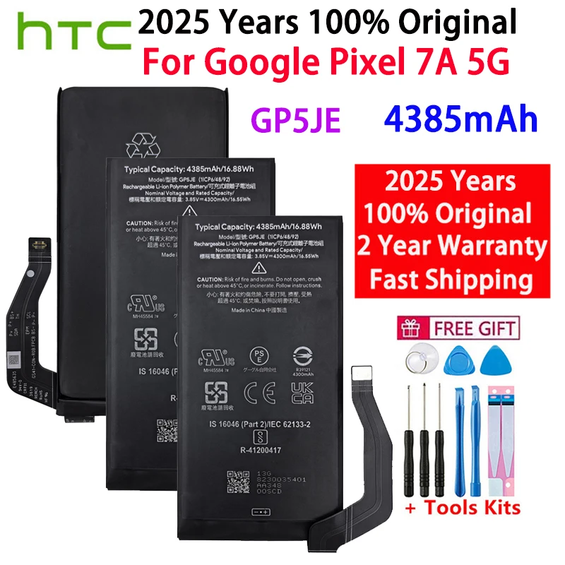 2025 Years New 4385mAh GP5JE battery For HTC Pixel 7A 5G Phone Replacement Battery GP5JE For Google Pixel 7A Batteries Bateria