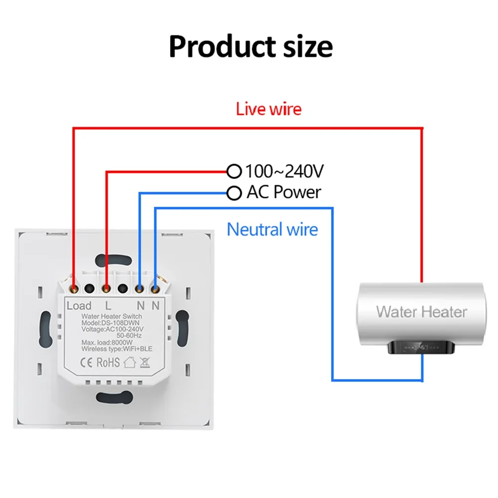 Tuya WiFi Smart Water Heater Boiler Switch EU 220V 20A/40A 4000W/8000W  Smart Life APP Voice Control Work with Alexa Google Home