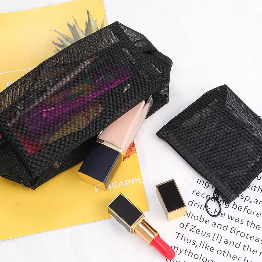 

Black For Women Mesh Package Toiletry Pouch Travel Organizer Handbags Makeup Bags Cosmetic Pouch Bathing Bags Storage Bags