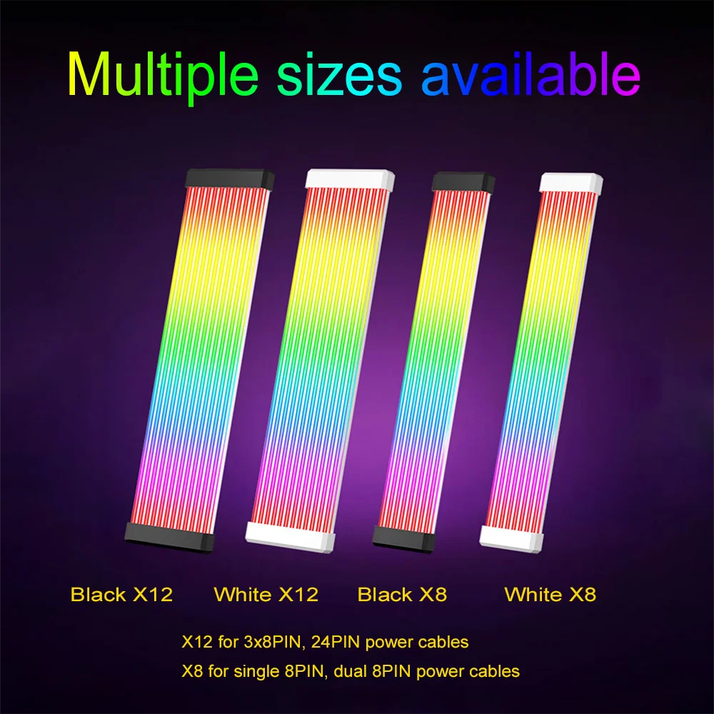

RGB PC Addressable 5V 3-Pin ARGB DIY Light Board for Motherboard GPU CPU 24-Pin and 8-Pin Power Cables