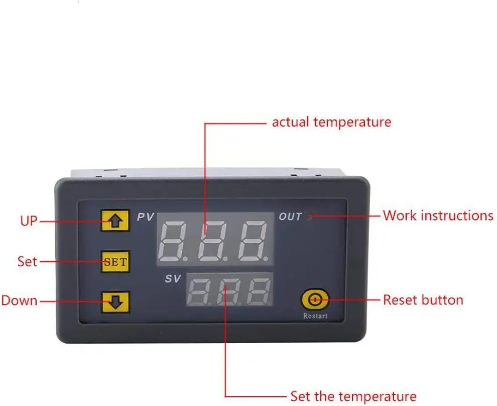 Digital display thermostat W3230 with probe and LCD LED display, temperature control switch miniature temperature control board