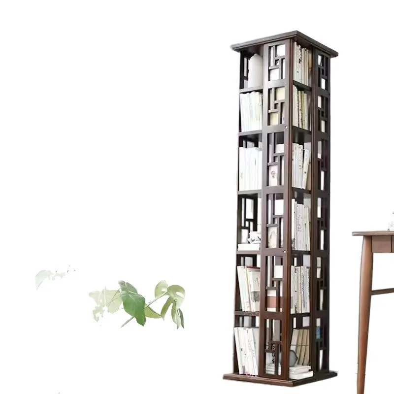 Fully solid rotating bookshelf rotating bookcase floor-to-ceiling student Chinese multi-layer storage