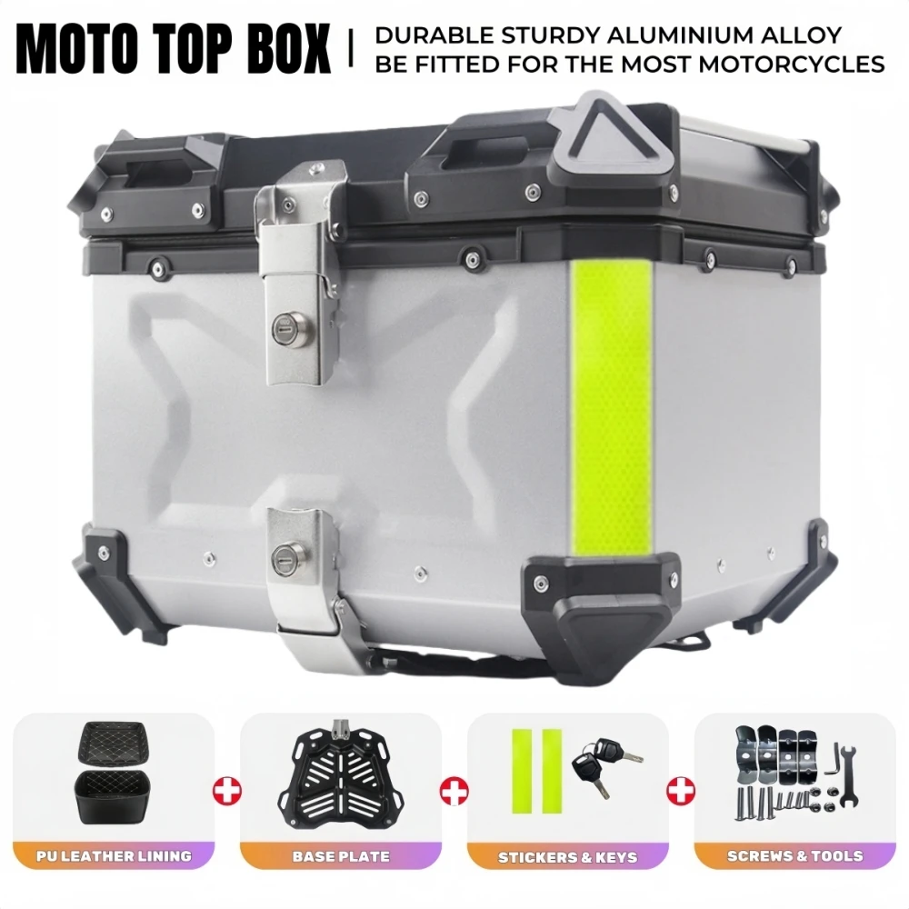 Motorcycle Top Box Aluminum Motorcycle Trunk Tail Box Universal Motorbike Top Case Helmet Box Waterproof Motorcycle Luggage Case