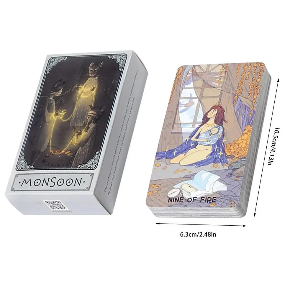 The Monsoon Tarot 78 Tarot Deck بطاقات التارو الأصلية للمبتدئين وأداة عرافة التارو الخفيفة