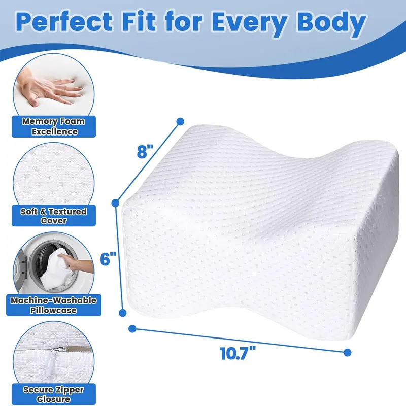 Memory Foam Knee Pillow for Pregnant Side Sleepers Leg Pillow for Sciatica Pain Relief Body Pillows with Removable Pillowcases