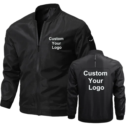 Imagen 2 del producto Chaqueta informal personalizada con tu logotipo para hombre, ropa deportiva holgada a la moda, Cazadora Bomber, abrigos, novedad